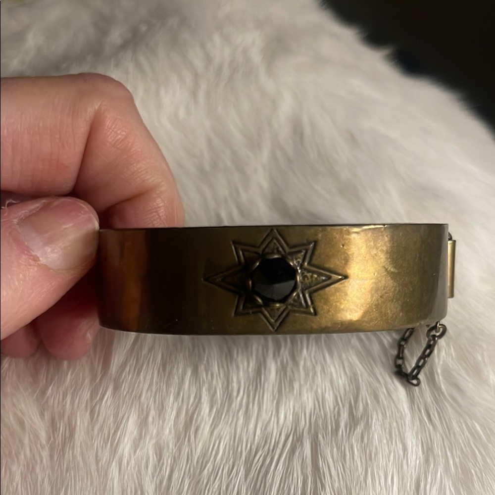 Gold Bracelet with Black Gem